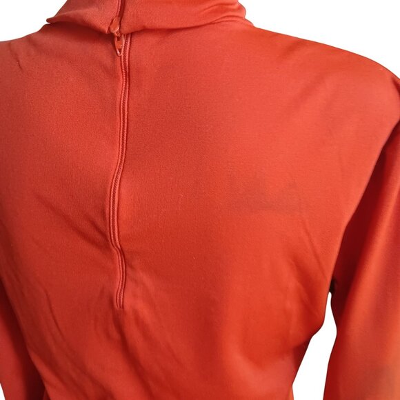 Vintage Women's Medium Turtleneck Blouse Burnt Orange 1970's Back Zipper Boho - Picture 5 of 7